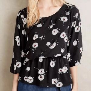 Anthropologie Deletta Floral Blouse Size XS